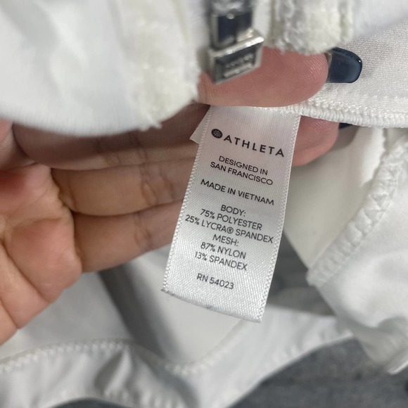Athleta Jacket Small White Powervita Elation Full Zip Long Sleeve Workout Mock - Picture 10 of 12